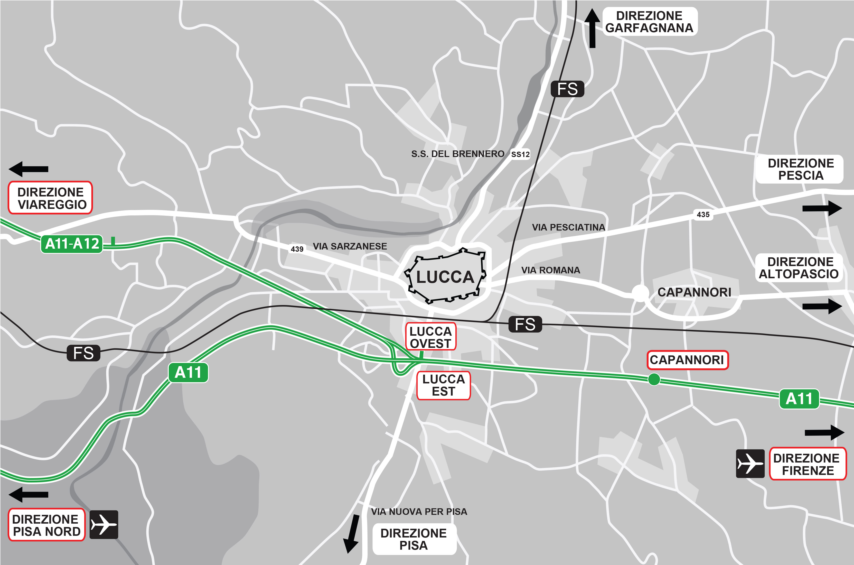 Mappa delle principali vie di comunicazione