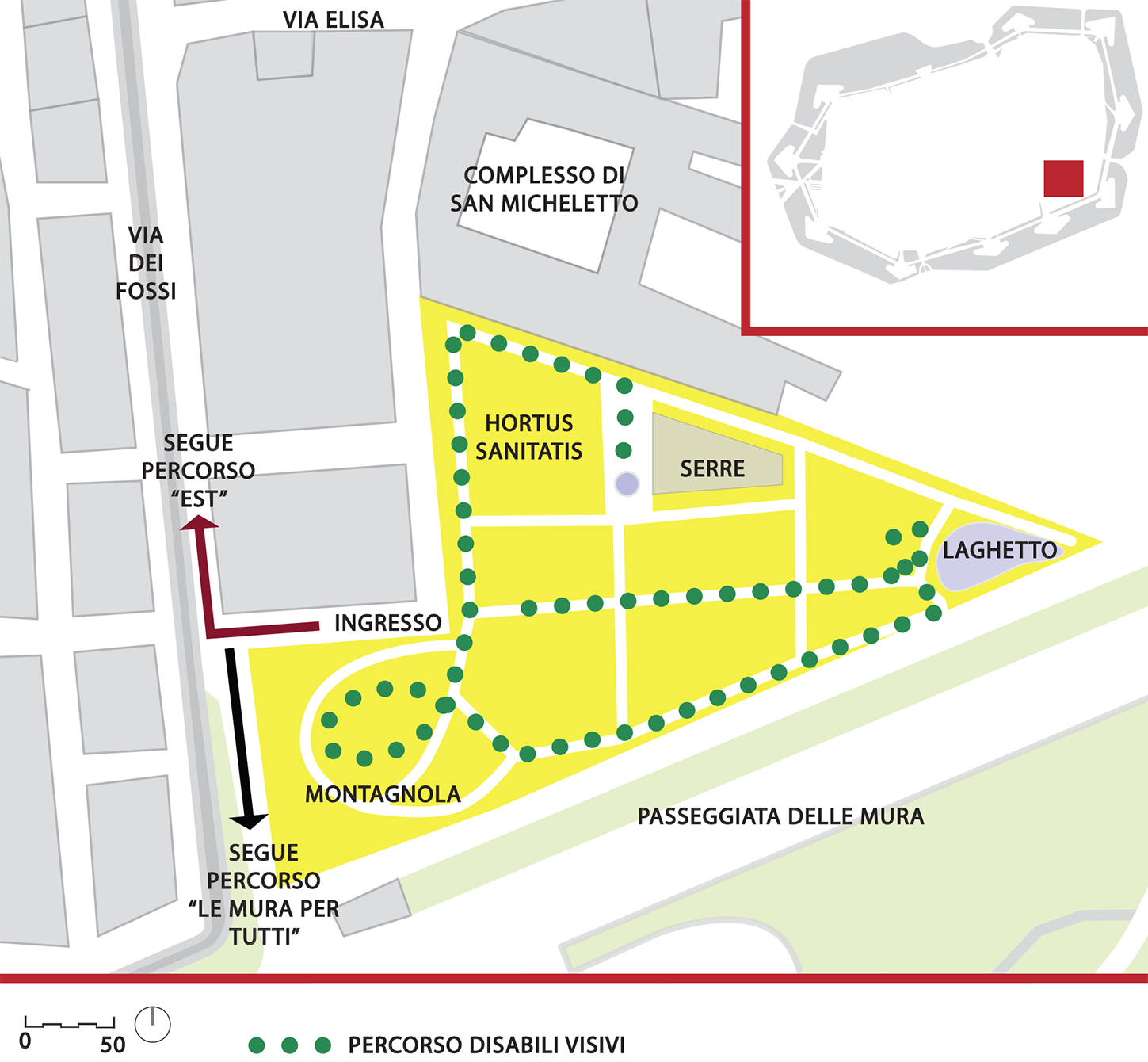 Mappa del percorso denominato orto botanico