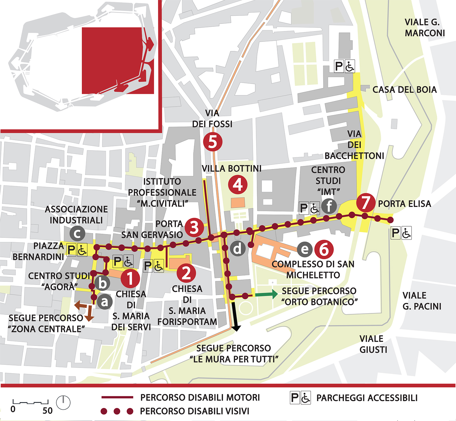 Mappa del percorso est in dettaglio