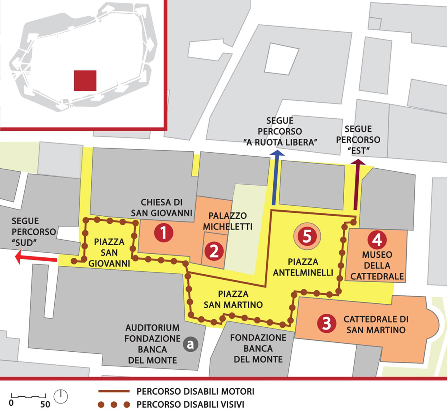 Mappa del percorso centrale in dettaglio