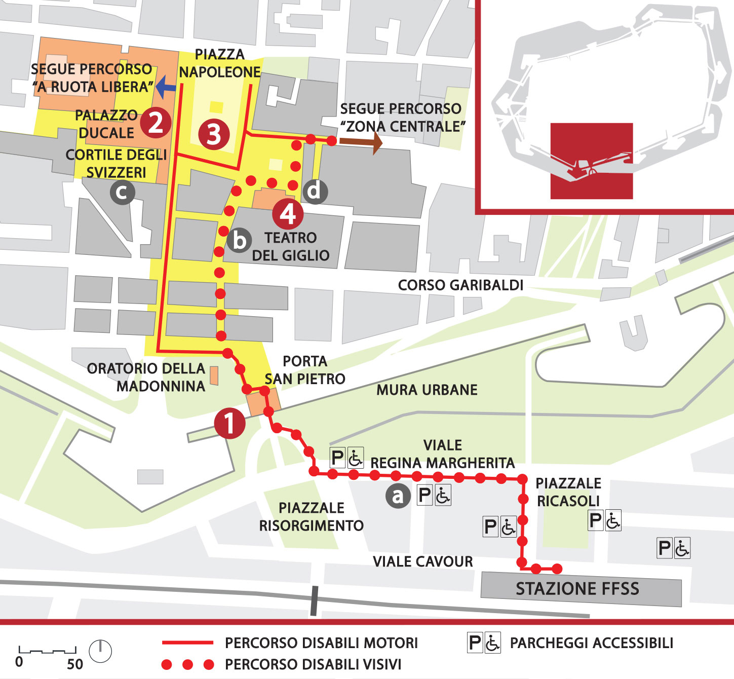 Mappa del percorso sud in dettaglio