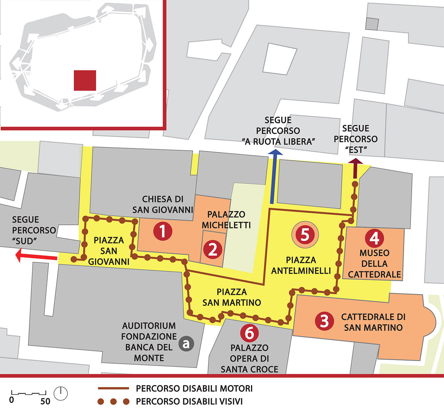 Mappa del percorso centrale in dettaglio