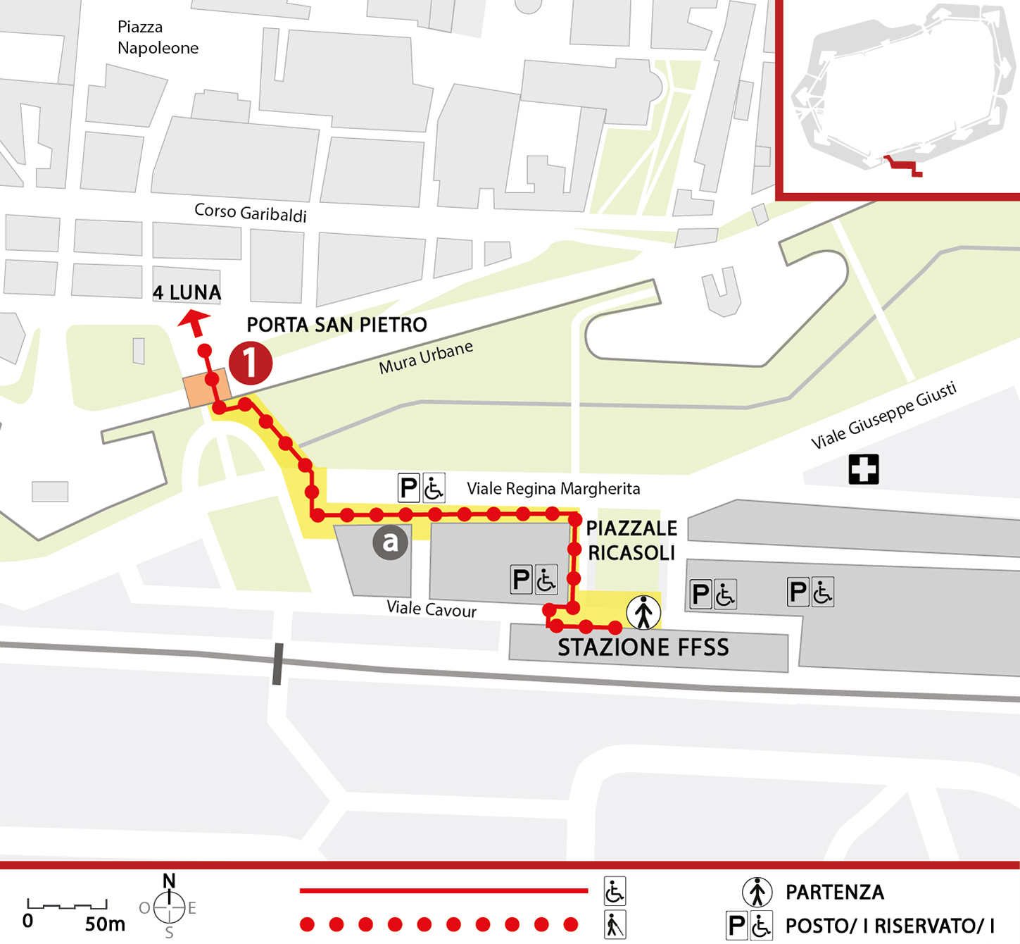 Mappa itinerario Stazione-Porta San Pietro